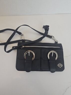 Harley-Davidson Black Leather Crossbody Bag